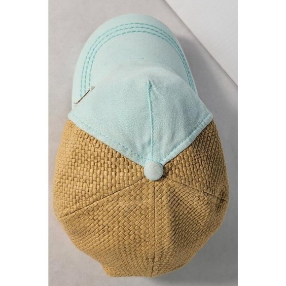 Roxy Straw Baseball Cap Adjustable Back Tan Blue Beach Sun Hat - Picture 5 of 8